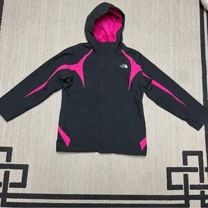 The North Face Girl’s Hyvent 3-in-1 Black Jacket with Pink Accents